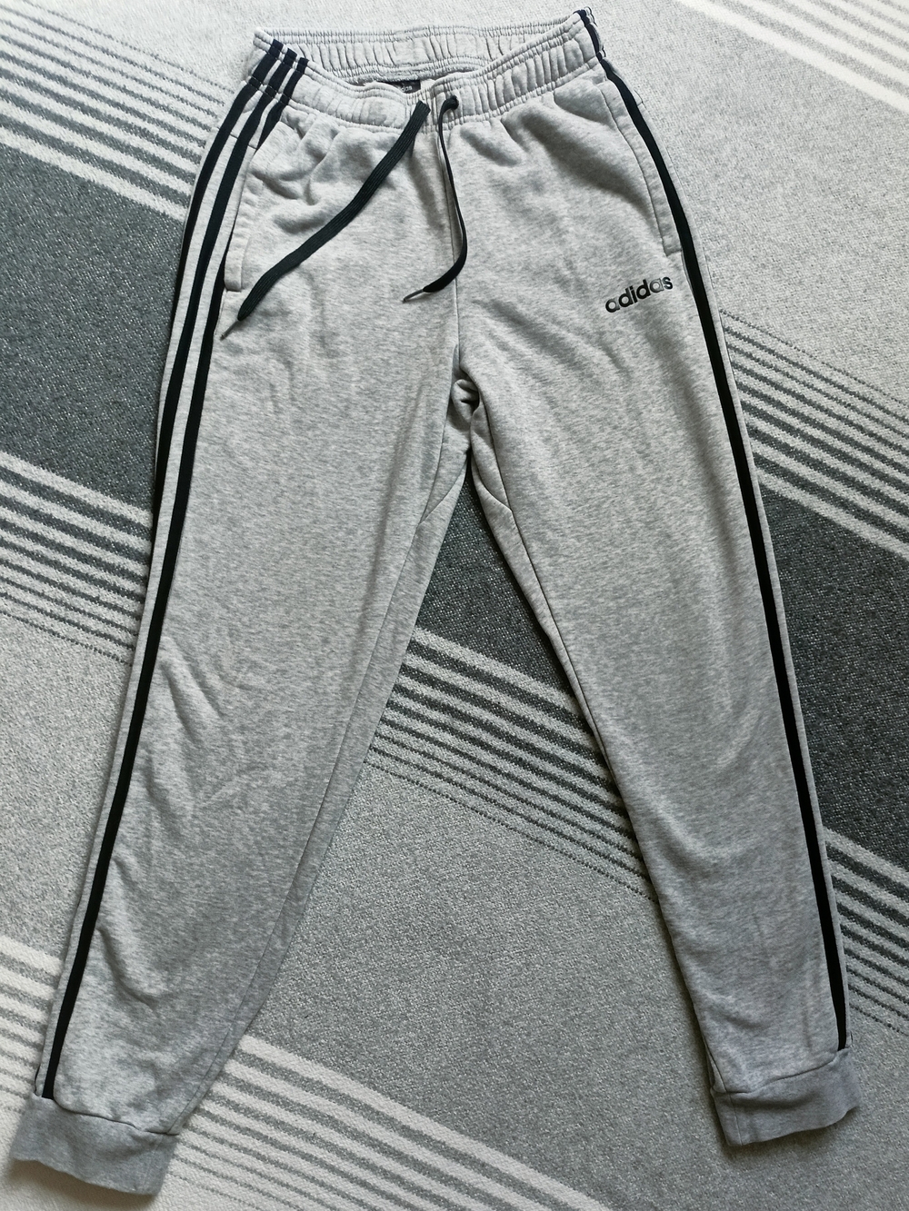 Adidas Grey Jogger Pants with Black Stripes